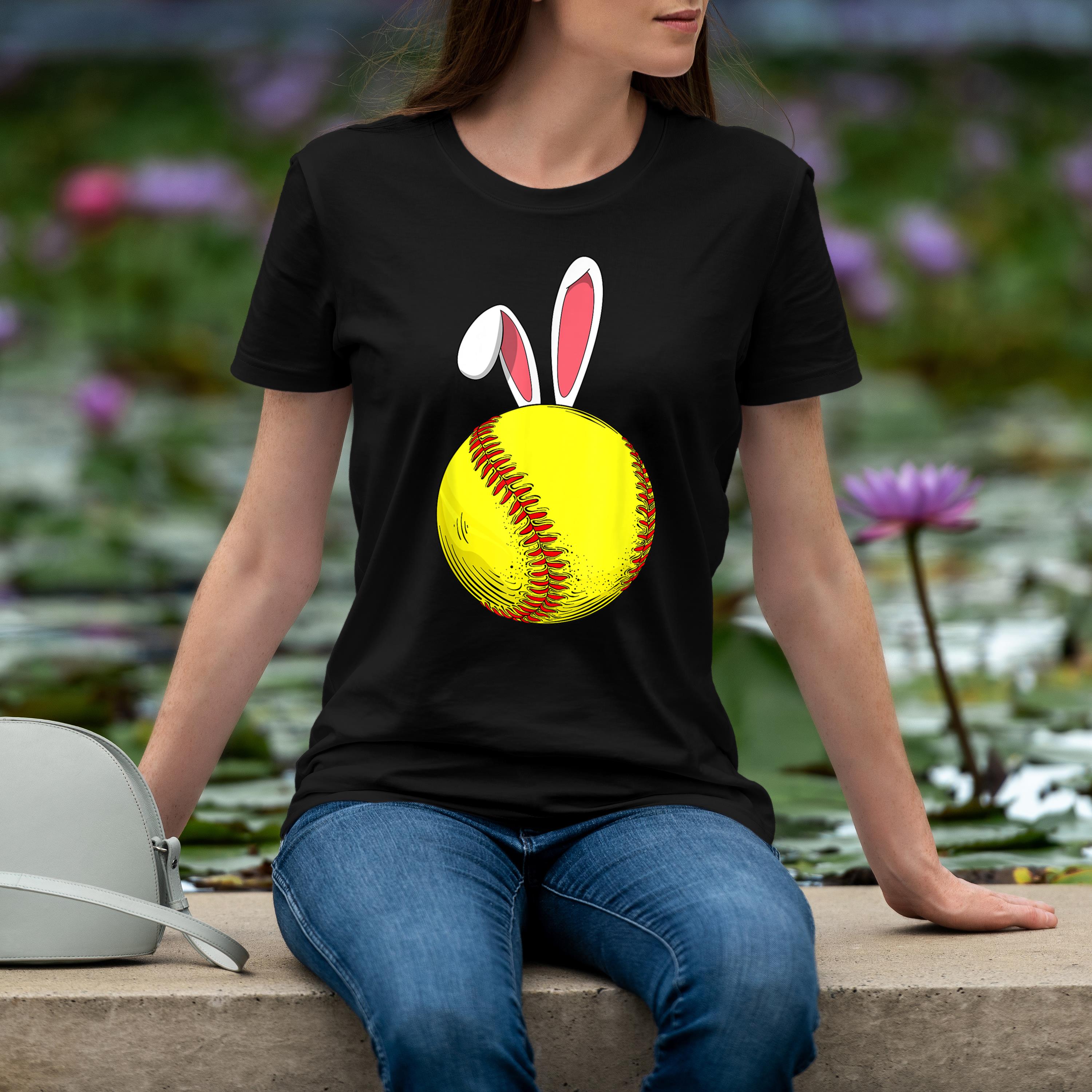 Easter Softball Bunny Rabbit Ears For Mom Kids Boys Softball Shirt 